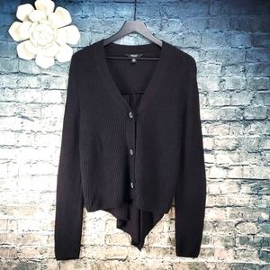 5/$30 🎀 Simply Vera Vera Wang | Fairycore Goth Black High-Low Cardigan Sweater